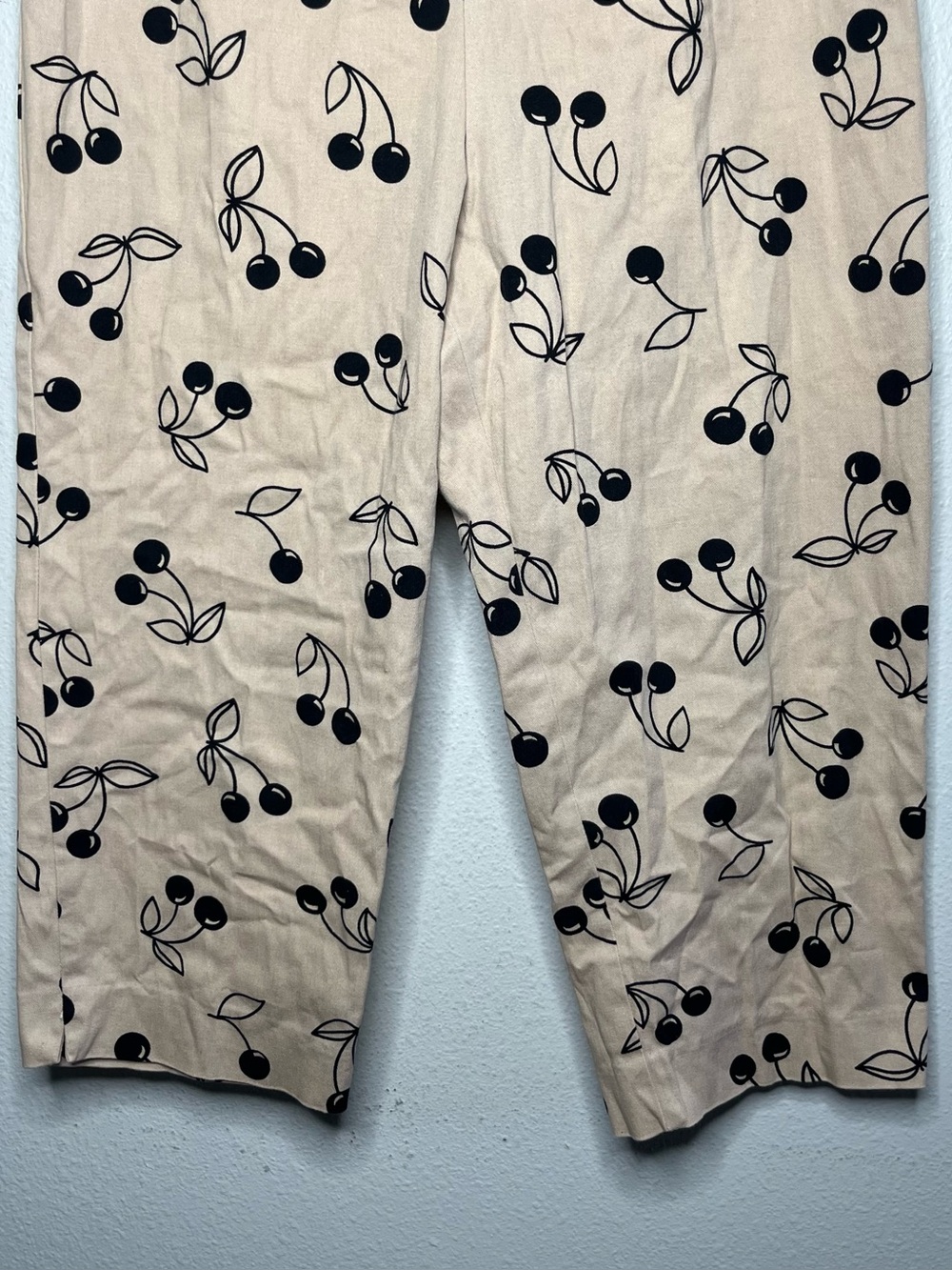Vintage Tan & Black Cherry Printed Stretch Capri Pant Y2K Summer - Picture 5 of 6